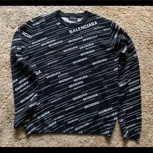 Balenciaga White Logo Virgin Wool Black Sweater